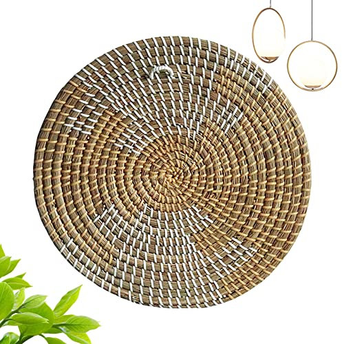 Cesta trenzada para pared | Plato comedor decoración para interiores | Grandes cestas porche algas marinas para cafés, platos frutas para arte pared y mesa