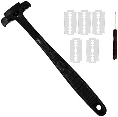 Harilla Rückenrasierer mit langem Griff, Rückenrasierer für Männer, DIY-Haarentfernungswerkzeug, ergonomischer Griff, zusammenklappbar, Nass- oder, Schwarz