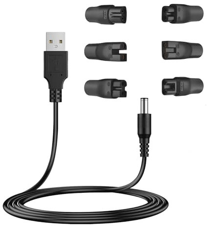 Aliwisdom Universal Replacement Charger USB for Various Electric Hairdressers/Dog Clippers/Shavers/Hair Clippers/Razor/Various Small appliances, Compatible Voltage 3.7V - 5V with 6 Adapter Plug