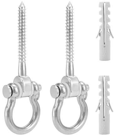 QWORK® 2 Pezzi Ganci per Altalena, Gancio soffitto, Acciaio Inossidabile 304, per altalene, Sacchi di Sabbia, Yoga Aereo