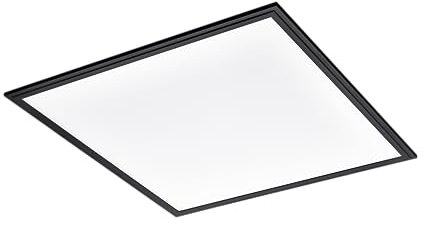 Eglo Panneau LED Salobrena 1, luminaire plafonnier carré, lampe de plafond en saillie pour bureau, couloir et cuisine, plastique blanc et métal noir, blanc neutre, 60x60 cm