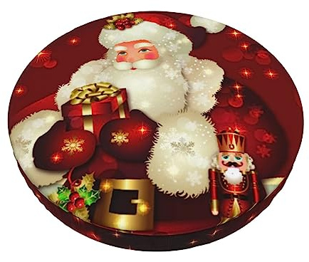 Frohe Weihnachten Weihnachtsmann Gedruckt Samt Runde Stuhlhusse, rutschfest und leicht zu reinigen.