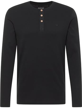 MUSTANG Herren Langarmshirt ARMINTO - Slim Fit S - 6XL Blau Schwarz Baumwolle