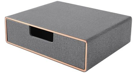 XNONE Schreibtisch-Schubladenbox mit geschlossenem A4-Fach, PU-Leder-Schubladenbox, Schmuck-Organizer, Kosmetik-Organizer, U-förmige Öffnung, handgenähte Nähte,Grau