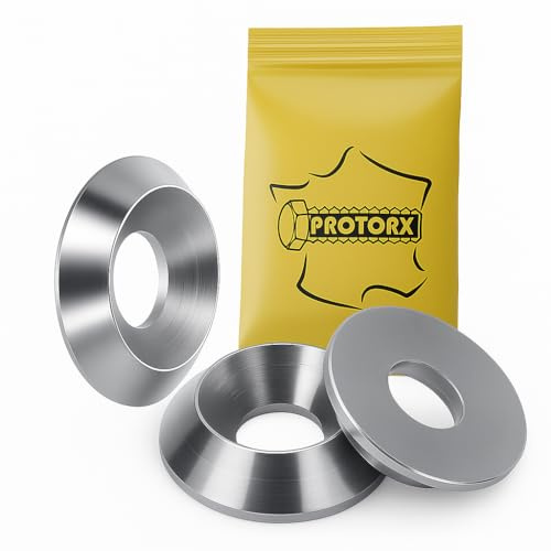 Rondelle Fraisée M5 : 50 Pièces Inox | Rondelle Cuvette Pleine pour Vis Tete Fraisee Ecrou | Rondelles Metal Fraisee Cuvette Décolletée Acier A2 - NFE 27619 | Rondelles PROTORX