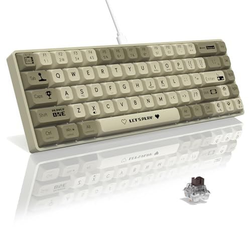 AJAZZ AK680 Tastiera da gioco meccanica hotswap cablata al 65%,anti-ghosting portatile a 68 tasti,illuminazione arcobaleno programmabile,sandwich EVA,ergonomica,interruttore marrone per MAC/WIN-Grigio