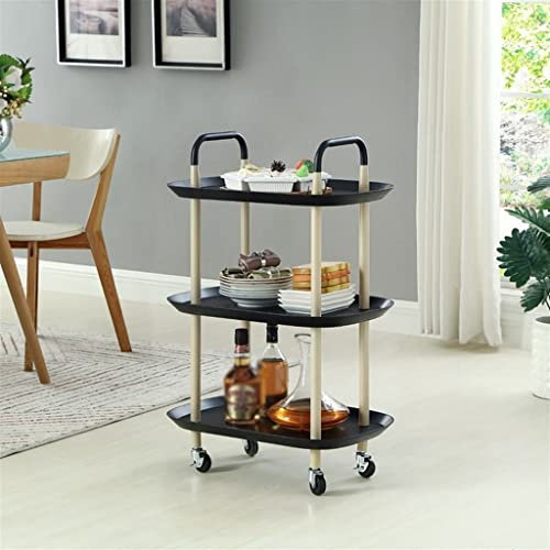 3 Layers Nordic Style Luxury Mobile Trolley Simple Kitchen Living Room Storage Rack (Color : E, Size : 88cm*58cm*37cm) (D 88cm*58cm*37cm)