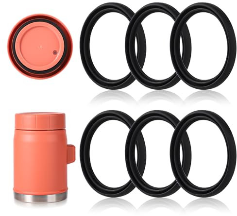 Lasuroa 6pcs Silicone Food Jar Gasket Replacement for Stanley Heritage 14oz, Black, 2.56 Inch