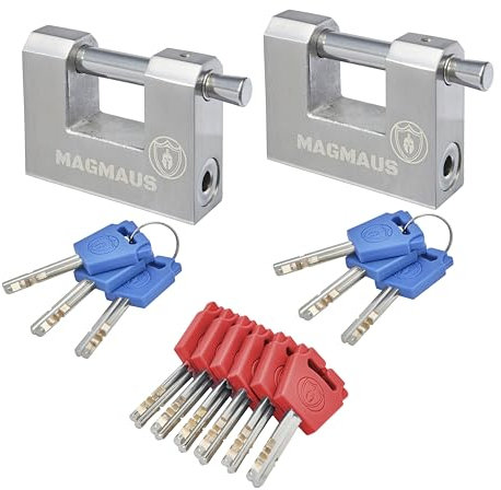 Magmaus RT270 - Candado de contenedor de envío resistente con 12 llaves, alta seguridad, resistente a la intemperie, acero inoxidable, ideal para cobertizo, cadena, puerta, garaje