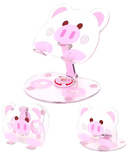 DOINEUFL Tablet Stand, Acrylic Personalized Trendy Ipad Stand, Foldable, 360-Degree Rotating Kindle Holder, Suitable for 4.7-12 Inch IPad Holder Stand for office, desktop, bed, game console