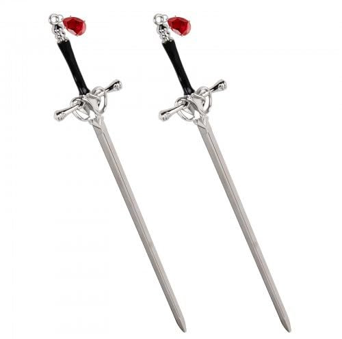 2 Pcs Palillos para el Cabello, Mujeres Horquillas de Metal Elegante, Accesorios para el Cabello Chino Estilo para Niñas Moños, Palillos para el Pelo Vintage Simple para Decorativo (Plata + colgante)