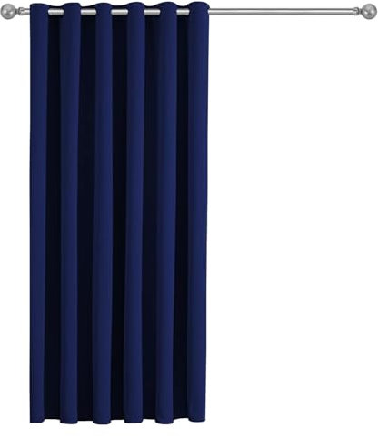 Imperial Rooms Blackout Eyelet Curtains for Bedroom 66x84 Inch Luxury Thermal Insulated Darkening Windows Treatment Navy Door Curtain 1 Panel with 1 Tieback