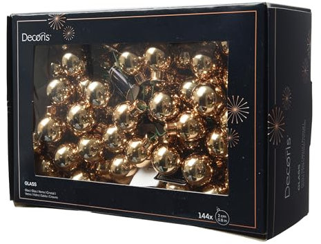 Kaemingk Weihnachtskugeln am Draht Glas 2cm x 144 Stück Spiegelbeeren glänzend - kleine Dekokugeln - Christbaumschmuck & Weihnachtsdeko - Pekanuss Braun