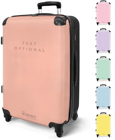 NoBoringSuitcases.com® Reisekoffer 67cm 72L Personalisiert - Großer Hartschalenkoffer mit Rollen, Leichtgewicht Trolley, Koffer Groß für 20kg Gepäck Pastell in 6 Farben, Koffer für Flugzeug