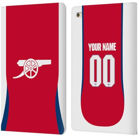 Head Case Designs Offizielle Personalisierte Individuelle Arsenal FC Home 2024/25 Trikot Leder Brieftaschen Handyhülle Hülle Huelle kompatibel mit Apple iPad Mini 4