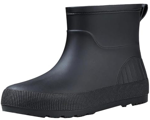 Generico Stivaletti Gomma Donna Pioggia Chelsie Donna 2024 Stivali da Pioggia Temperamento Donna Inghilterra Stivali a metà Polpaccio Scarpe da Acqua Antiscivolo Stivali di Gomma Donna (Black, 35)