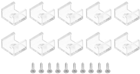 TOP-VIGOR 100Pcs LED Strip Light Clips, Waterproof Mounting Bracket Fixing Clips Plastic Clamp Holders with Screws, Lights Install Fixing Clips Clamp for 12mmLight Cable Ribbon, Translucent