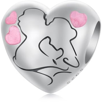 NINGAN 925 Sterling Silber Charme Kuss Liebe Perlen Armband für Frauen, Perlen Charme Halskette Anhänger, Geschenk Schmuck, Frau, Liebhaber Geschenk