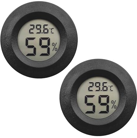 UYGTHI Reptilienthermometer und Feuchtigkeitsmesser, genaue Temperatur- und Feuchtigkeitsmessung für Bartagamen, Leopardengeckos, Kugelpythons und andere Reptilien, 2 Stück (schwarz)