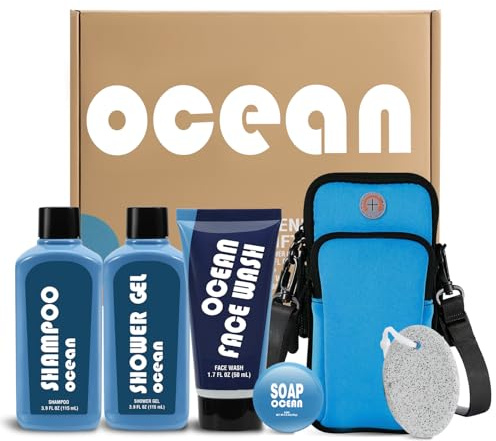 Gifts for Men 6 PCS Occean Bath Gift Sets for Him Sport Active Body Wash Cleanses,Hydrates,Refreshes, Father’s Day Gifts Birthday Ideas for Dad