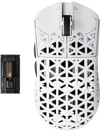 MAMBASNAKE M5 Ultra Carbon Fiber 8000Hz Kabellose Gaming-Maus mit Bis zu 42000 DPI, PAW3950MAX Sensor, 39g Ultraleicht, Nordic 52840 Chip, 2,4GHz Wireless/BT/Kabelgebunden, für PC/Xbox/PS/Mac – Weiß