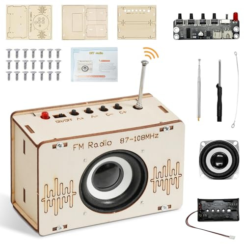 MeYuxg Radio Bausatz, DIY Holzbausatz Kinder Radio, DIY Lautsprecher Set FM-Radio-Modellbausatz, Lackierbares STEM- Spielzeug, Radio Bausatz für Alter 8-12 Jahre, Geburtstagsgeschenk