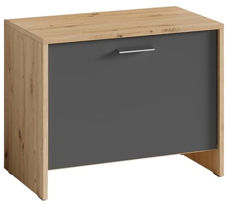 Riess Ambiente Moderner Schuhschrank BENNO - 60cm - braun grau - Beton-Optik - Schuhkipper Hocker Flur