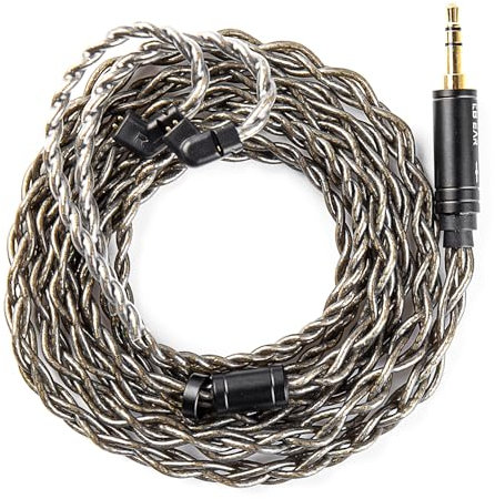 EZ EAR KBEAR DarkJade IEM Kabel in Ear Monitorkabel mit versilbertem Stecker für KZ ZS10PRO/ZS12 PRO X/EDX PRO/ZSN PRO X/CASTOR/AS16 PRO/AS24/ZAR/ZAS/ZAX,CCA CRA/C10 (3,5 mm ohne Mikrofon, Grau, QDC)