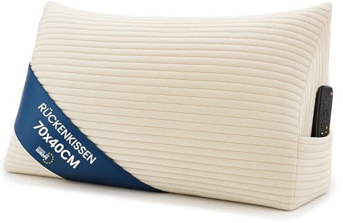Keilkissen Rückenkissen Cord Kissen 70 cm breit - Lesekissen für Bett Sofa und Couch Sofakissen groß Wandkissen Couchkissen Reading Pillow Stützkissen für Rückenlehne Beige