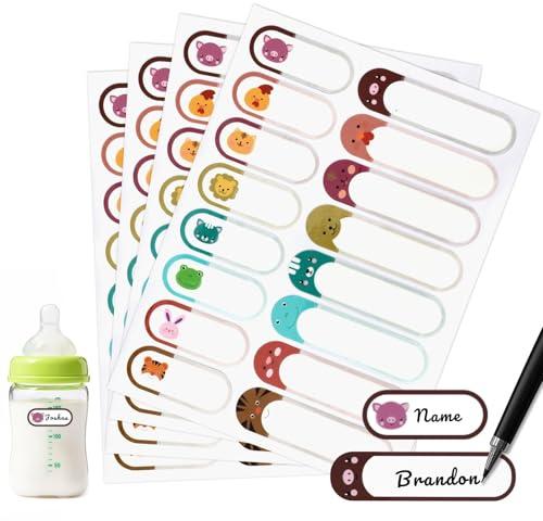 320PCS Namensaufkleber Kinder - Wasserfeste & Spülmaschinenfeste Selbstklebende Namensschilder für Schule Kita Personalisierte Aufkleber Namen für Babyflaschen, Trinkflaschen,Tiere