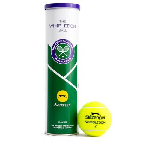 Slazenger Unisex Wimbledon 4tin Tennis Balls, Yellow, Tube Of 4 EU | Official Wimbledon Ball | Premium Rubber Core | Woven Felt | Grass-Court Performance | Consistent Bounce