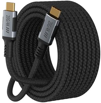 KMMXXCPM 6M langes USB C auf USB C Kompatibel mit Thunderbolt 3 Kabel,USBC 3.2 20Gbps Data Transfer,USB Type C 100W Schnellladen ladekabel,4K@120Hz Video Transfer für Monitor,Display,SSD,Dock,Hub.