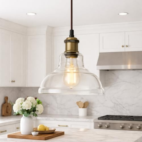 CGC Glass Bistro Adjustable Ceiling Pendant Light Lamp Shade (Clear Medium)