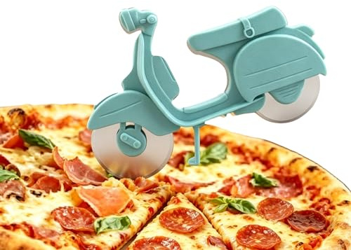 TENGWA Rotella Tagliapizza Design Moto Tagliapizza Rivestimento Antiaderente Verde Gadget Cucina Lavabile in Lavatrice Regali Divertenti Adatto per Pancake Pasticcini