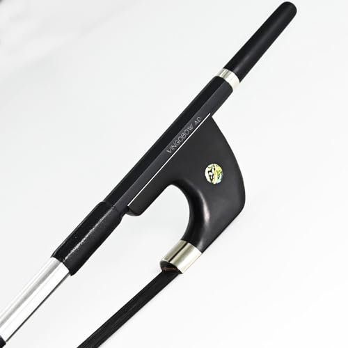 VINGOBOW Deutscher Kohlefaser Bassbogen aufrecht Kontrabassbogen naturschwarzes mongolisches Rosshaar Neu 1/4
