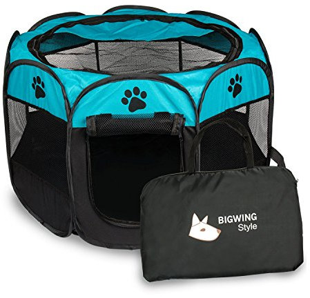 BIGWING Style Welpenlaufstall/Tierlaufstall/Hundehütte/Welpenauslauf/Laufstall für Hunde/Katzenhaus/Wasserdichtes Zelt für Kleintiere wie Hunde, Katzen Größe M/L