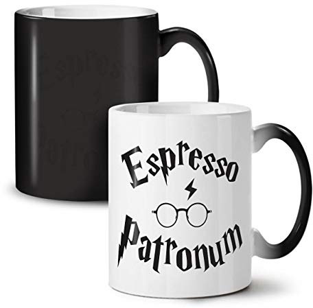 wellcoda caffè Espresso Patronum Tazza Cambio Colore, Regalo Tasse - Grande, poignée Facile à saisir, activée Par la chaleur, idéal pour Les buveurs de Café et de thé de