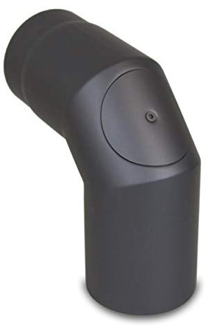 LANZZAS Ofenrohr Bogen 90° mit Tür - im Durchmesser Ø 150 mm - Farbe: gussgrau - Rauchrohr/Knie-Bogen mit Reinigungsverschluss
