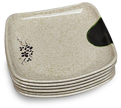 WXiaJ-piatti Piatto Quadrato Candy Imitazione Crack Cucina Soggiorno Snack Piatto Verde Scuro Confezione da 6 Pezzi