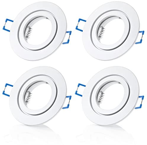 Sweet Led 4x Einbaurahmen inkl. GU10 Fassung 230V IP44 Einbauleuchten-Rahmen Aluminium Einbauspots fürs Bad Möbelleuchten downlight spot rund, Weiß