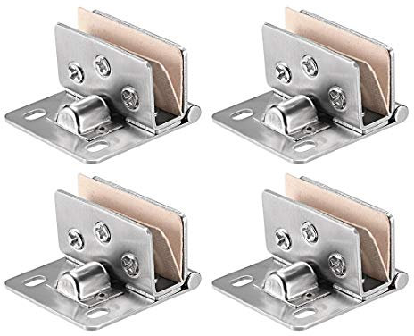 sourcing map 4pcs Bisagra abrazadera para cristal vidrio de alacena puerta vitrina de 8-10mm de grosor del cristal