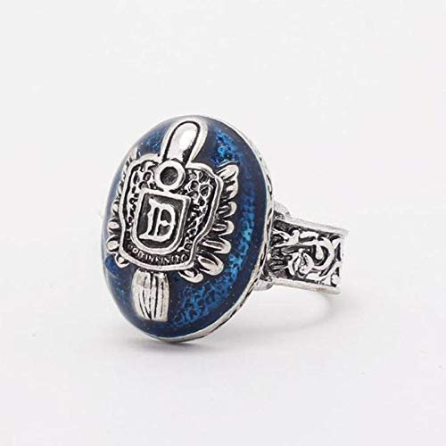 JHGSDHS Vintage The Vampire Diaries Ring Salvatore Damon Stefan Punk Ringe für Herren Lapislazuli Blau Kristall Filme Schmuck Spezialprodukte