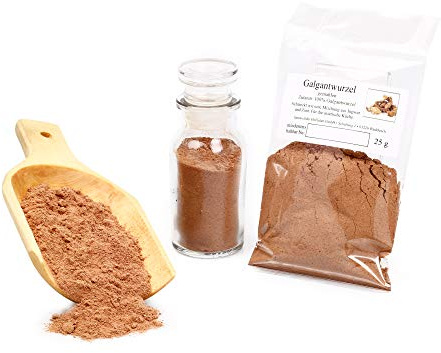 Galgant Pulver | Galagantwurzel gemahlen | Ayurveda-Küche für Gemüse, Fleisch, Geflücgel, Fisch und Gemüse | 25g