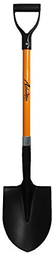 AshmanOnline Rund spade – den runda spaden har ett D-handtag med 100 cm lång axel slitstarkt blad som väger 1,0 kg med en axel tillverkad av fiberglas orange spade med en solid byggnad