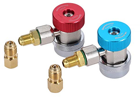 Raccordi adattatori R134A, Connettore rapido regolabile R134a alto/basso, kit di conversione tubo calibro collettore freon AC, 1/4 SAE HVAC con adattatore in ottone 1/4 femmina 1/2 maschio