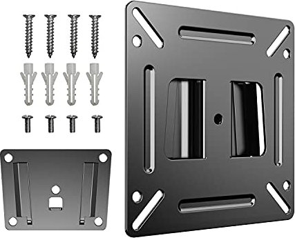SJBRWN Monitor Wall Mount for 14-24 Inch LED LCD Low Profile Flat Curved Screen TV Computer Small Fixed Monitor Bracket Ultra Slim Space Saving VESA Up to 100x100mm Max Load Capacity 33 lbs with Screw
