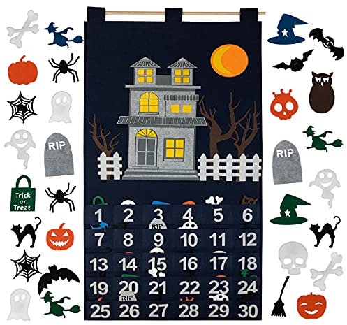 KAJ Decor Countdown bis Halloween Adventskalender für den Einsatz zu Hause, in der Schule, im Klassenzimmer, im Büro zur Verwendung an Tür oder Wand mit 30 abnehmbaren Teilen für viele Jahre
