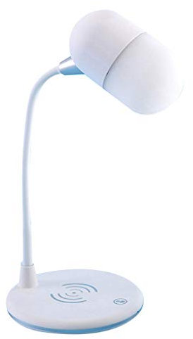 L4 3-in-1 Bluetooth Speaker Mobile Phone Wireless Charger Home Table Lamp Loudspeaker,White kexinda