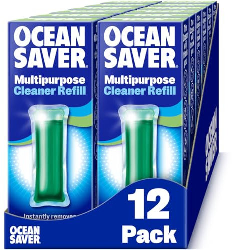 OceanSaver Multi-Purpose All Surface Cleaner, Apple Eco Drop Refill, Eco Mindful All Purpose Cleaning Product for Cleaning Multiple Surfaces, Apple Breeze Scented, Just Add Water – 12 Pack