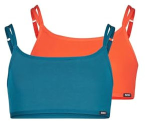 SKINY Mädchen Cotton Essentials Multipack 036401 T-Shirt-BH, coralblue red Selection, 140 (2er Pack)